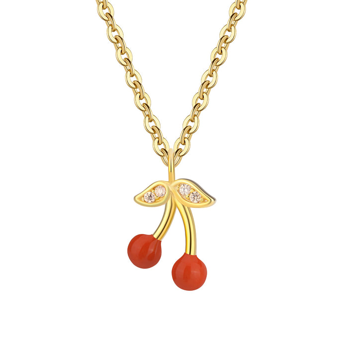 Cherry Halskæde – Orange – Forgyldt sølv