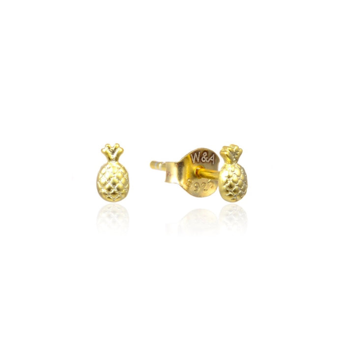 Pineapple stud øreringe guldbelagt - Wioga